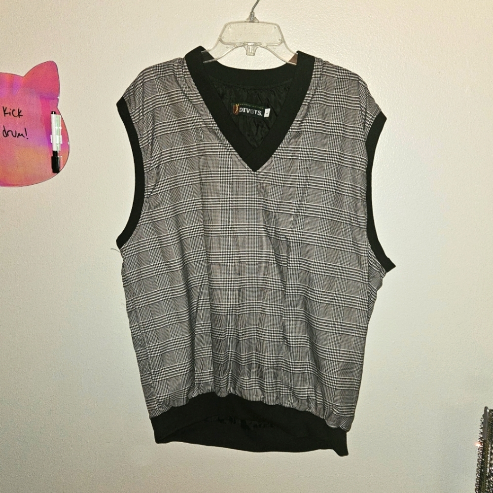 LAST CHANCE BEFORE DONATE Divots Plaid Lind Windbreaker Mens Golf Vest Size L